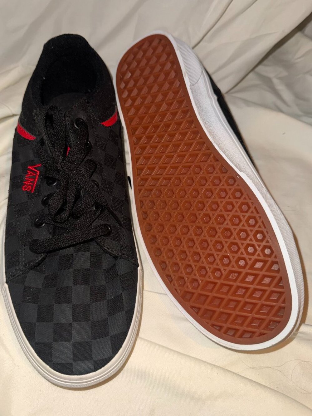VANS Checkerboard Shoes Mens Size 8.5 Black Check Lace Up